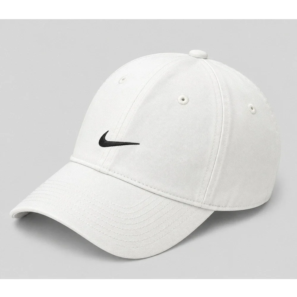 Nike Dri-FIT Club Cap White Black Swoosh Logo Snapback Hat M/L FB5625-100